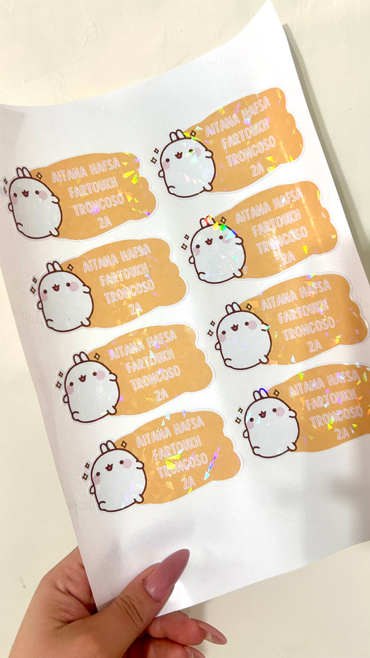 Hoja de etiqueta escolar con laminado vidrio