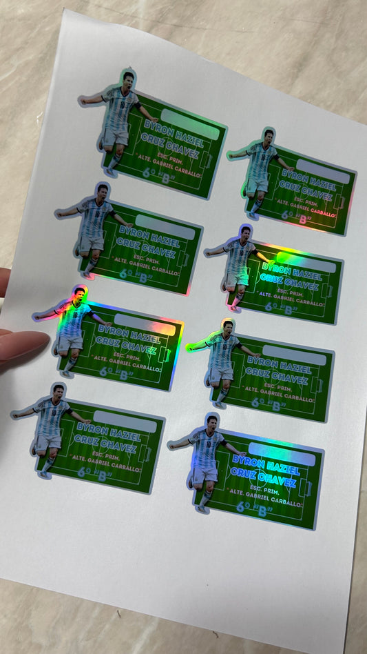 Hoja de etiqueta escolar holográfico water proof